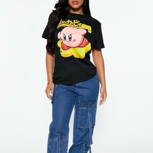Nintendo Kirby Warp Star Black T-Shirt Large Japanese Graphic Tee Gamer